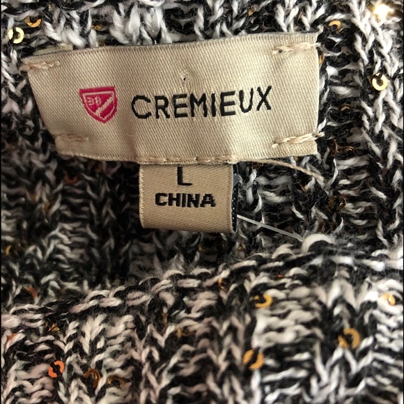 Cremieux, Sweater Size Lg NWT Long Jayla Knit Sequin Black Ivory - Picture 7 of 9